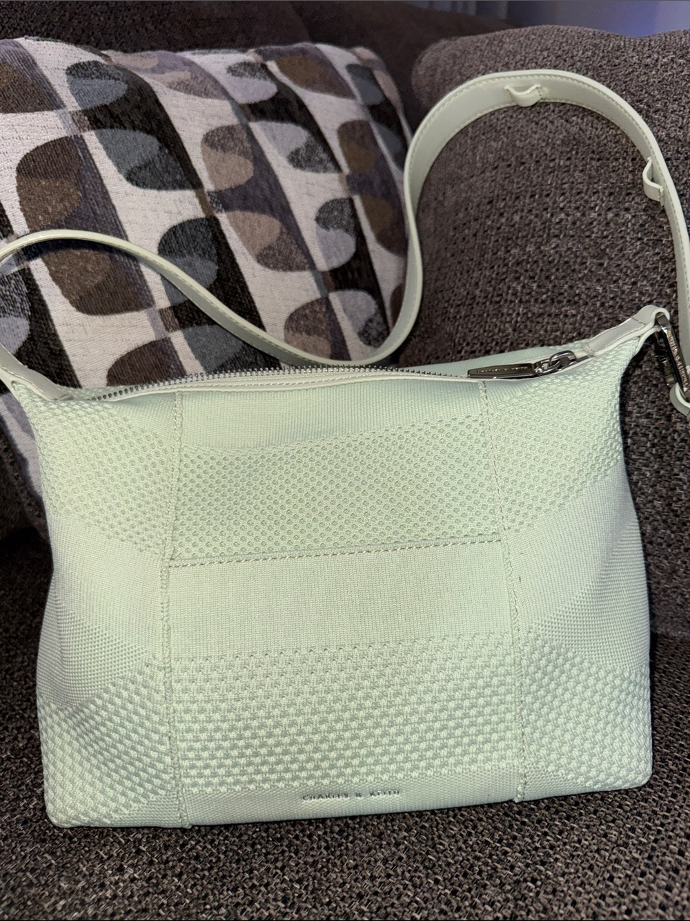 Textured Mint Green Shoulder Bag with Single Strap